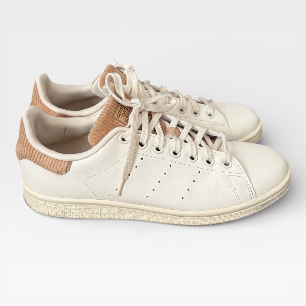 Adidas Stan Smith White Corduroy Heel Casual Sneakers Men's Size 6